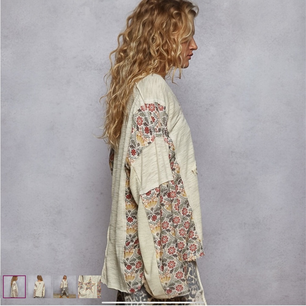 POL Floral Patchwork Star Women Top - Picture 4 of 5